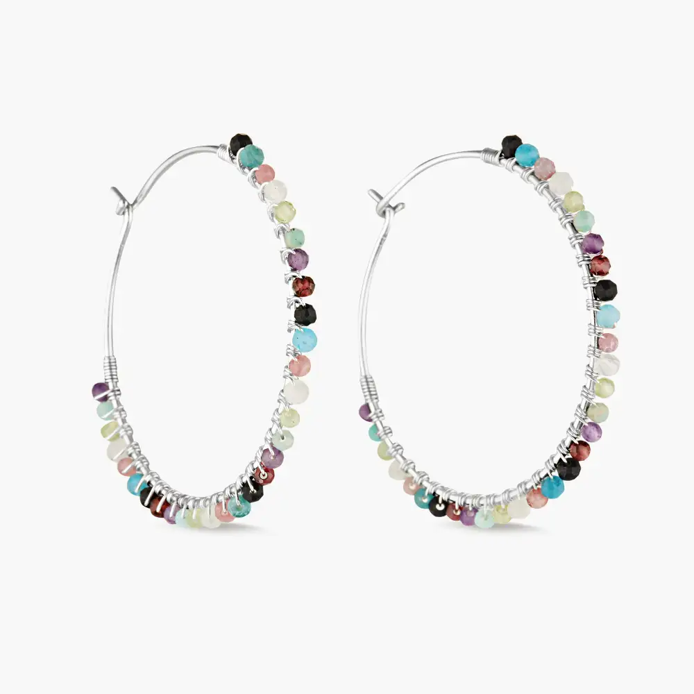 Chakra Sterling Silver Hoop Earrings
