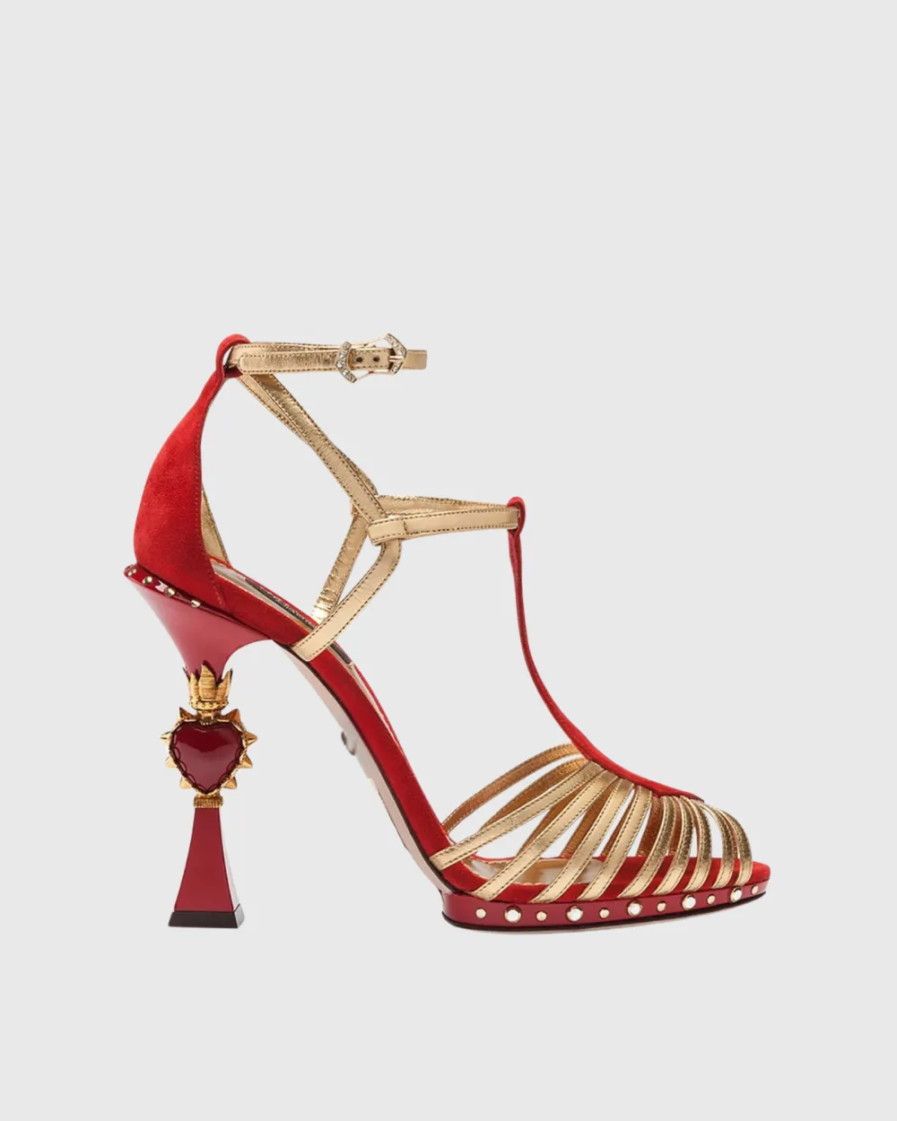 Cage Heart Sculptural Heels in Red