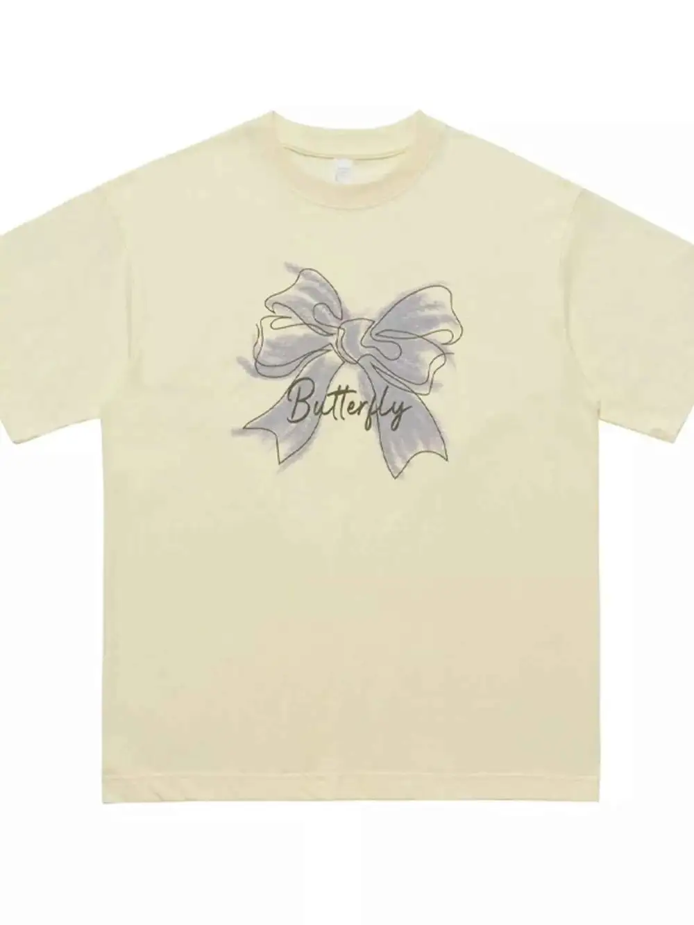 Bow Butterfly Round Neck Short Sleeve T-Shirt