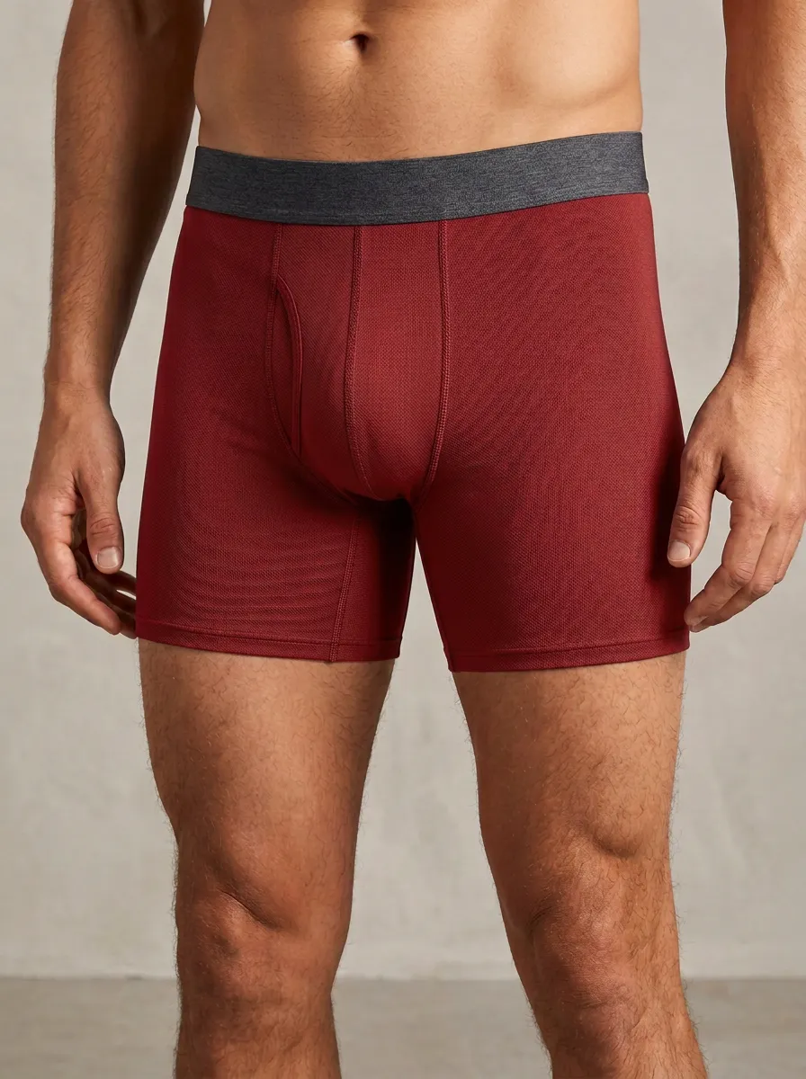 Men's Charcoal Grey Textured Fly Front Boxer Briefs