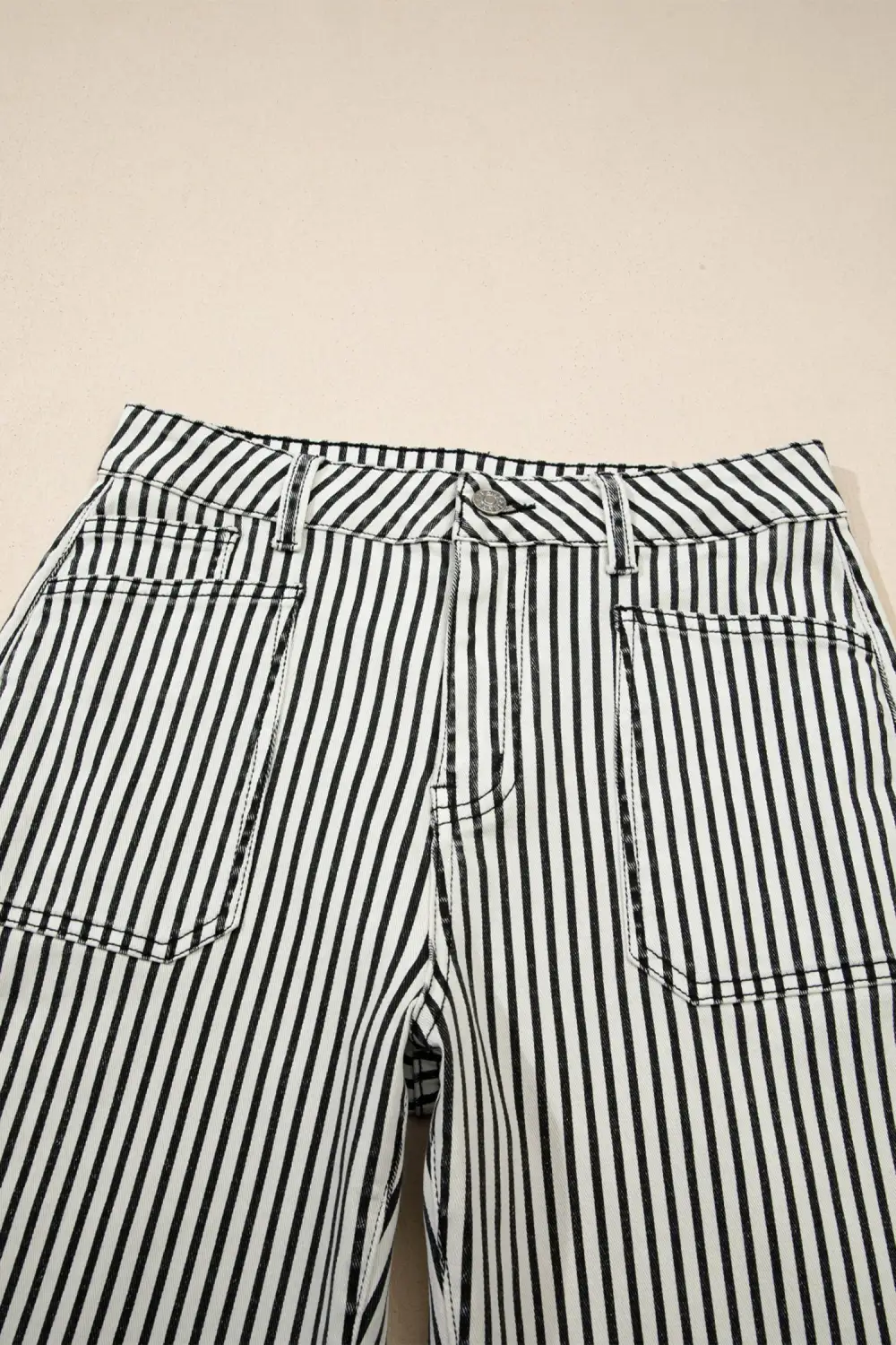 Women's Stripe Patch Pocket High Waist Shift Denim Jeans
