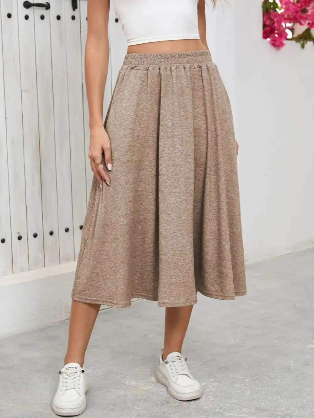 Everyday Elastic Waist Pocket Skirt