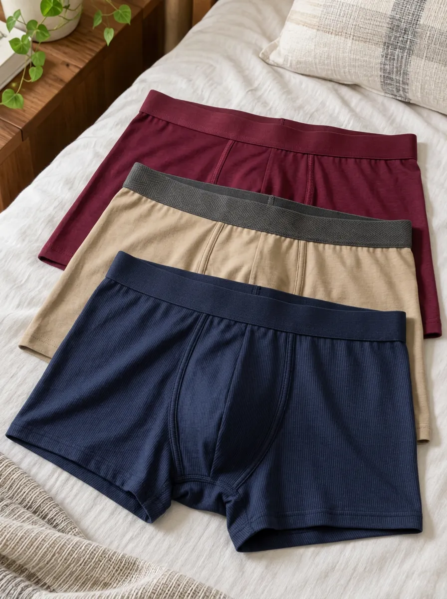 Men's Solid Color Ribbed Cotton 3-Pack Boxer Briefs