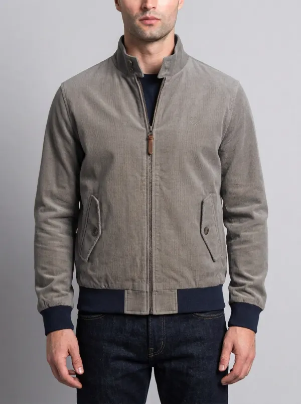 Men's Casual Vintage Khaki Corduroy Zip-up Bomber Jacket