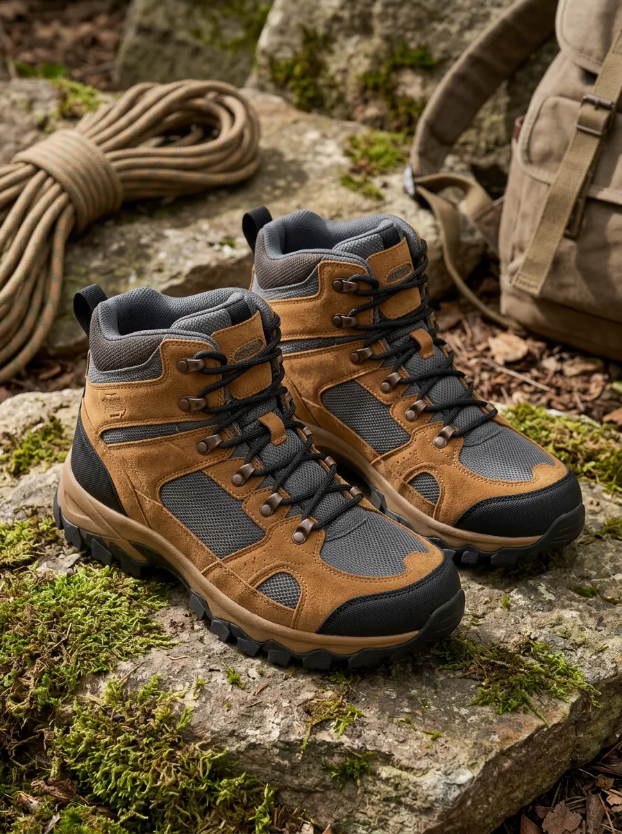 Unisex Artisan Outdoor Hiking Suede Mesh Printed Boots
