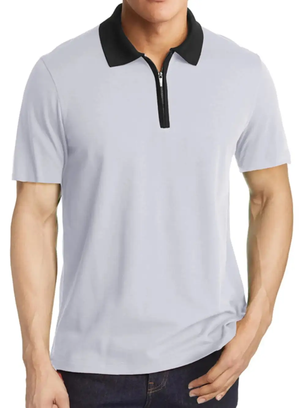 Woven Contrast Detail Collared Polo Shirt
