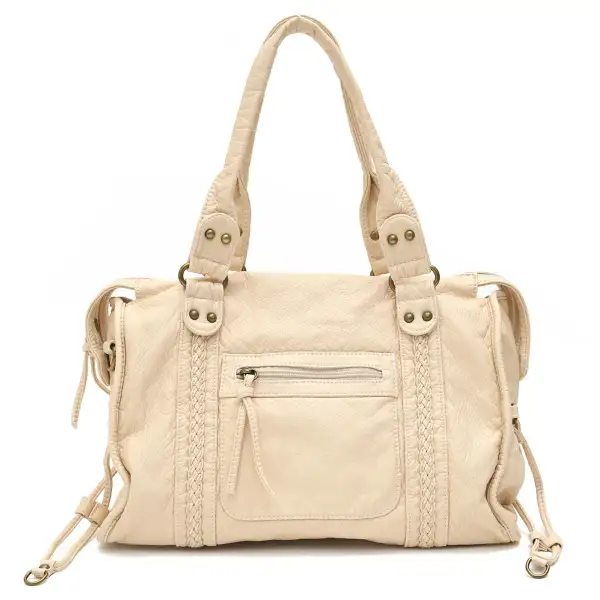 Boho Cream Slouchy Leather Shoulder Bag