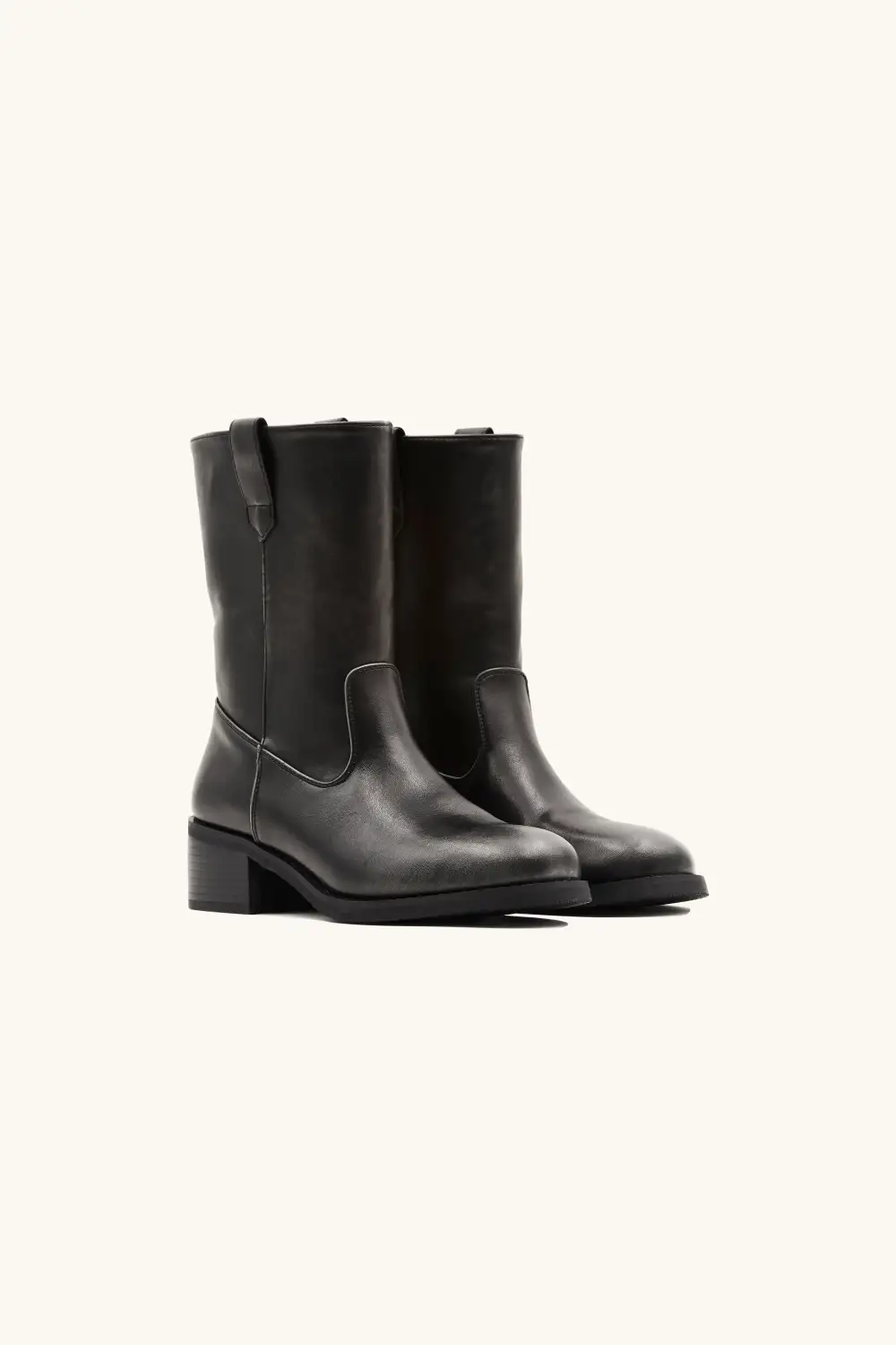 Mid Height Block Heel Riding Boots