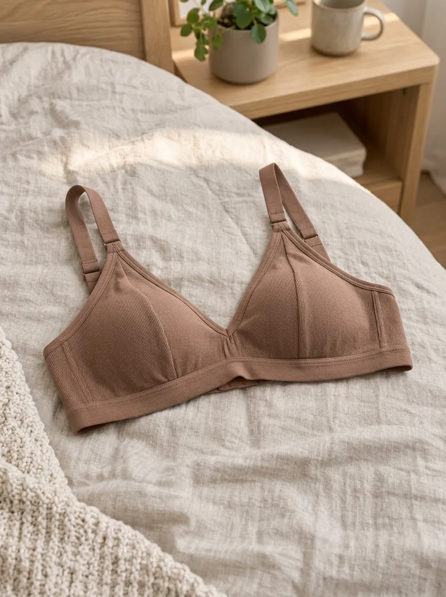 Women's Minimalist Ribbed Wireless Adjustable Strap Everyday Essential Bralette