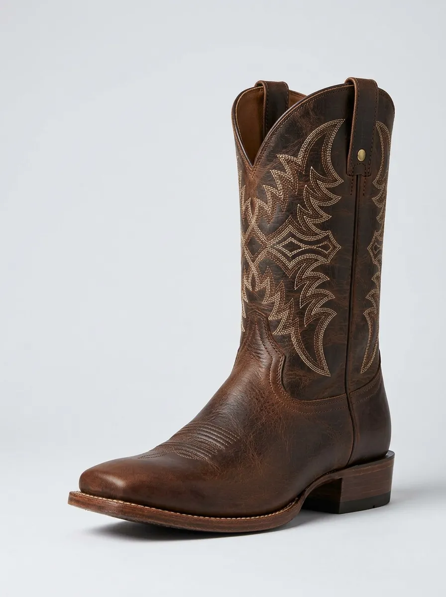 Men's Frontier Inspired Western Cowboy Embroidered Cowboy Boots