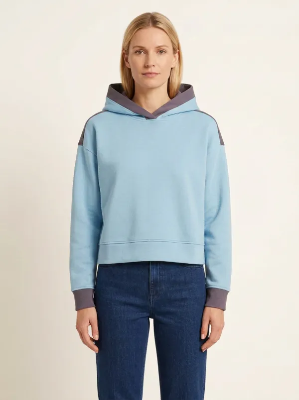 Women's Colorblock Crossover-Neck Pocketless Pullover Hoodie