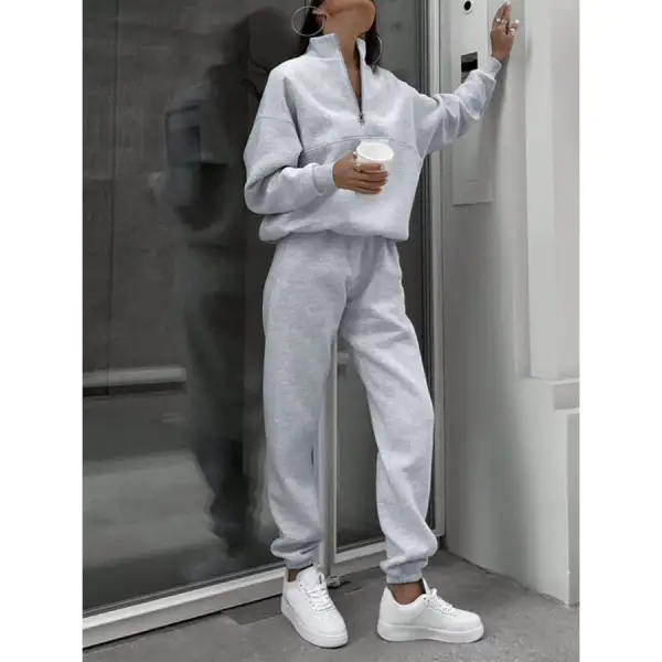 Half Zip Sweatshirt and Pants Set