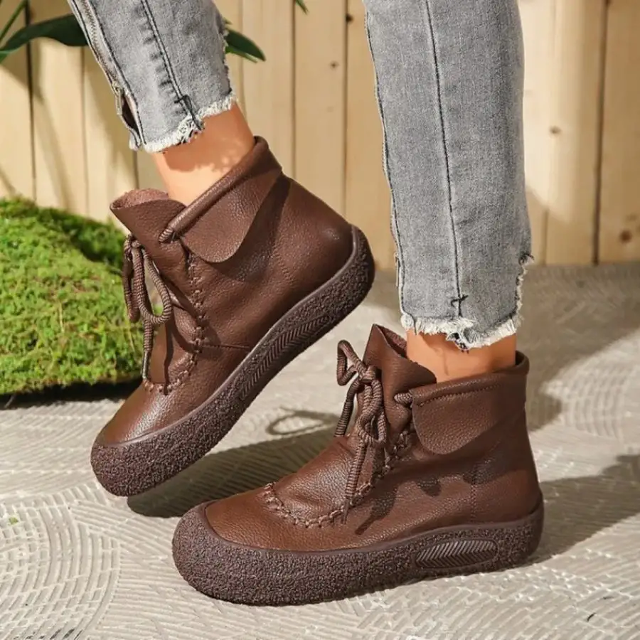 Classic Lace Up Platform Ankle Boots