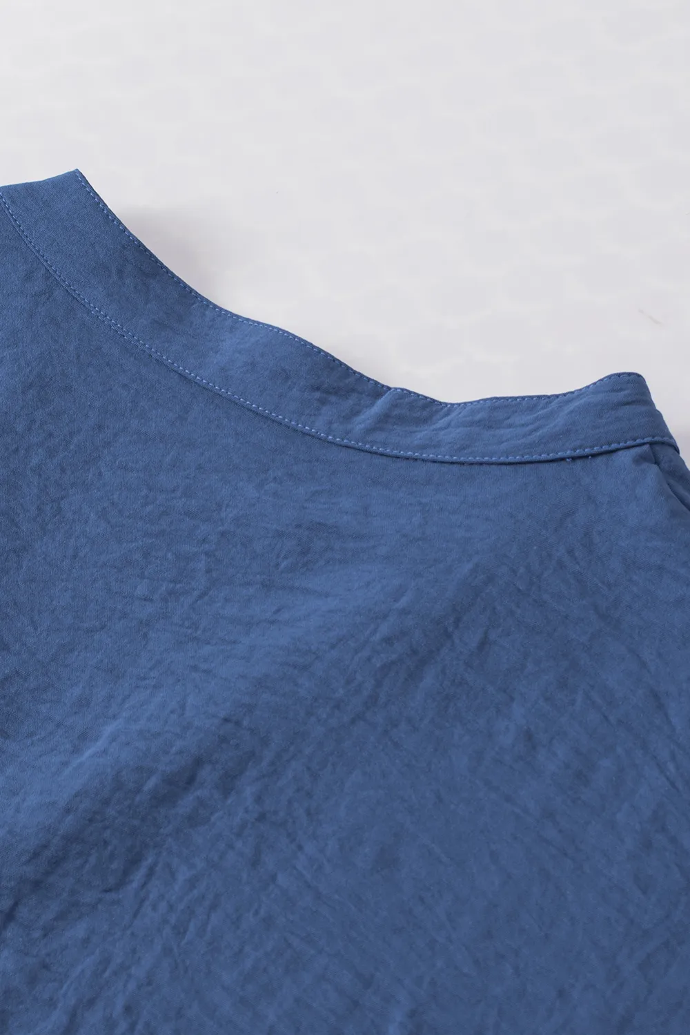 Sail Blue Notched Neck Batwing Blouse