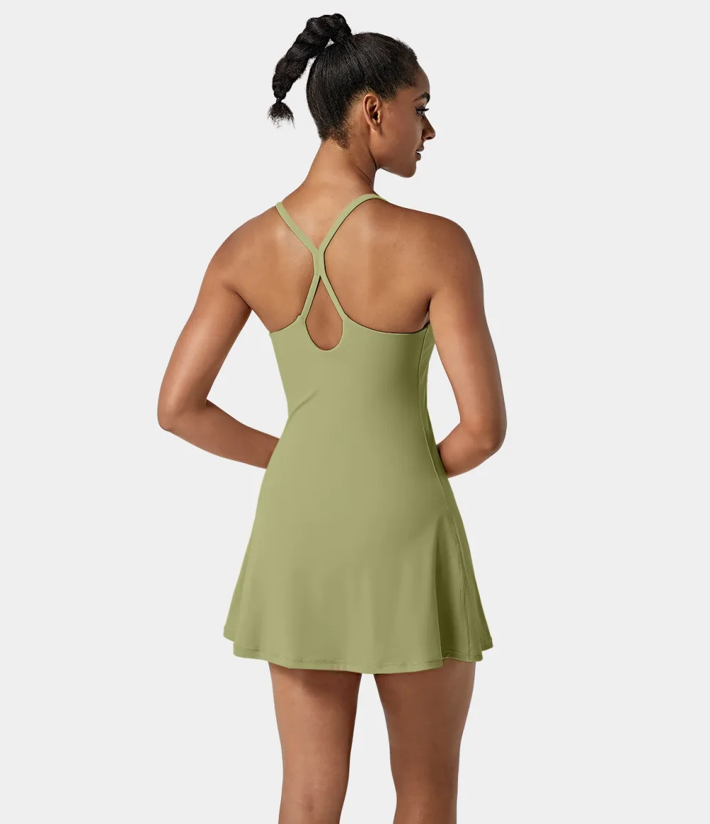 Softlyzero Airy Backless Cut Out 2-in-1 Pocket Cool Touch Mini Activity Dress