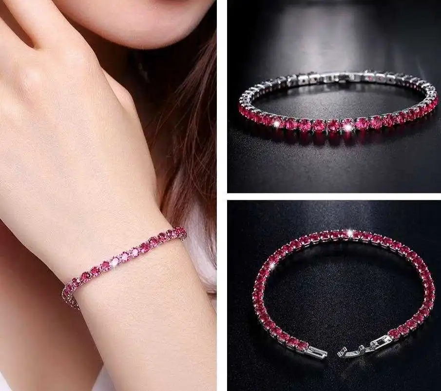 Women's Paved Zirconia Tennis Bracelet Fold Over Closure