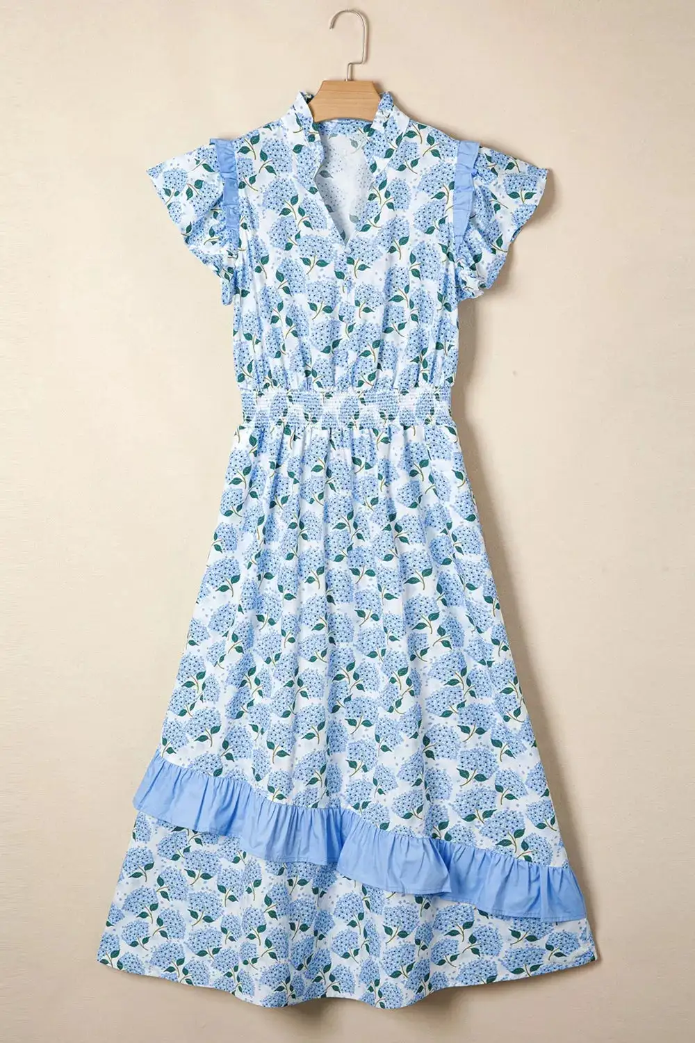 Clean Line Floral Printed Ruffle Dress
