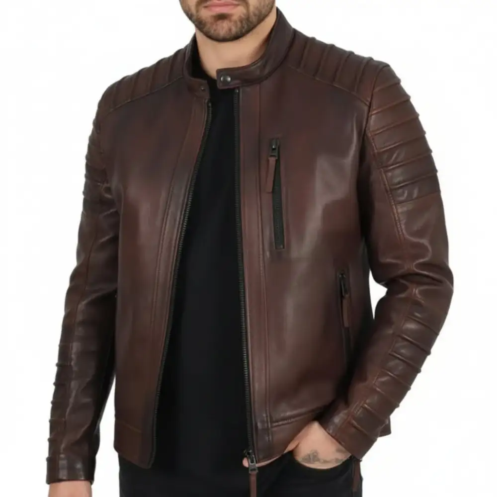 Modern Lambskin Biker Motorcycle Quilted Jacket