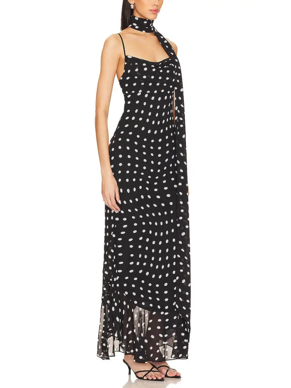 Delicate Polka Dot Print Maxi Dress
