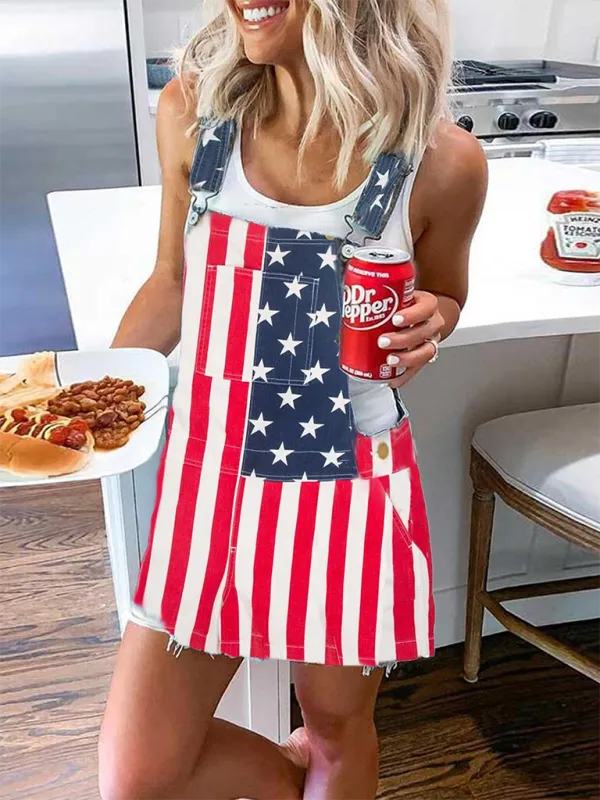 Independence Flag Spaghetti Strap Jumpsuit Accessory