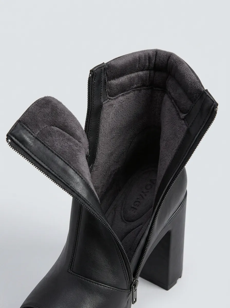 Zipper Platform Gothic-Inspired Women's Peep-Toe Ankle Boots