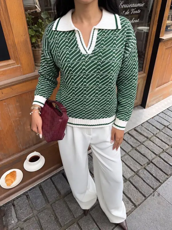 Collared Geometric Sweater