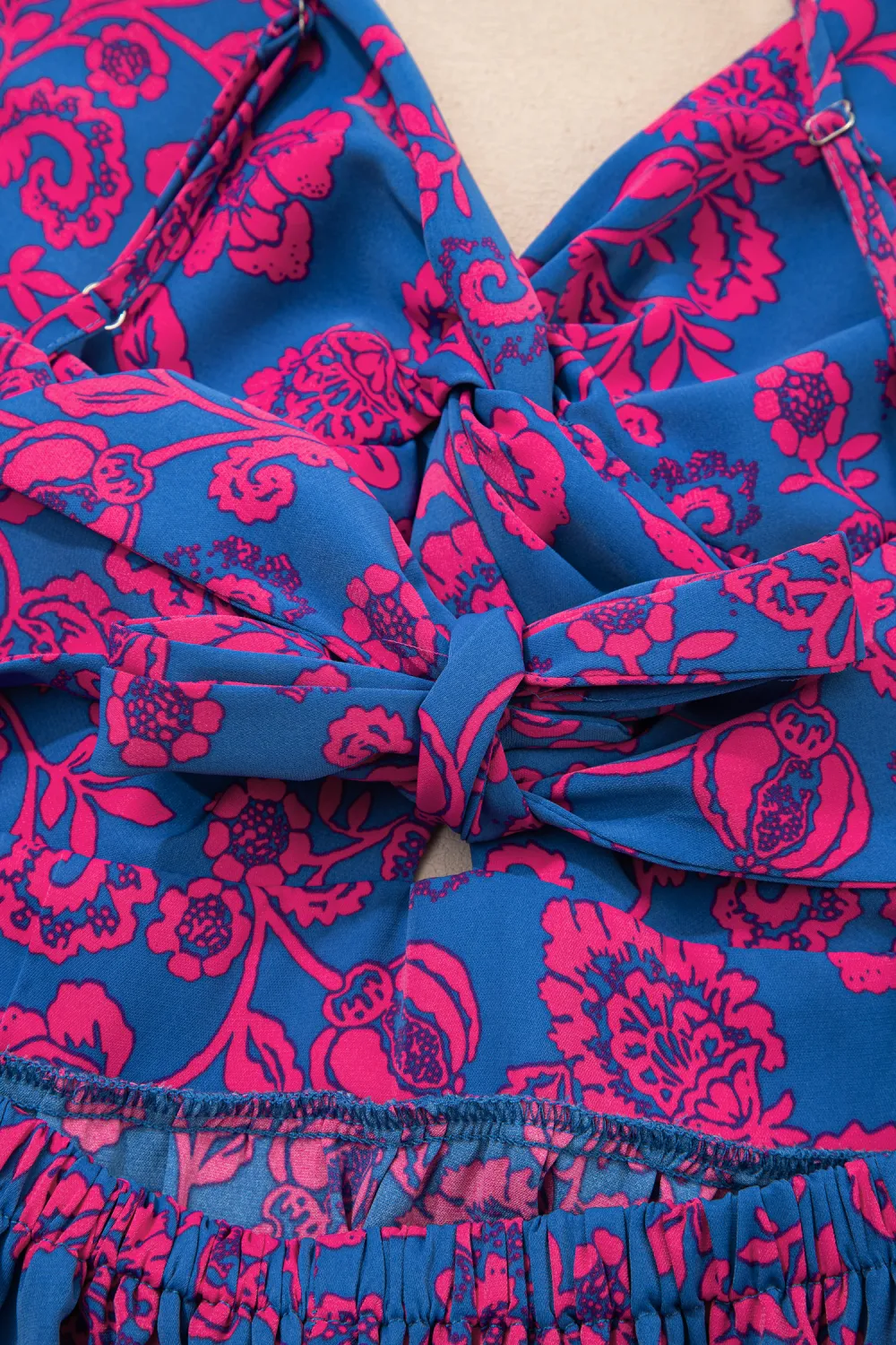 Blue Floral Tie Back Maxi Dress