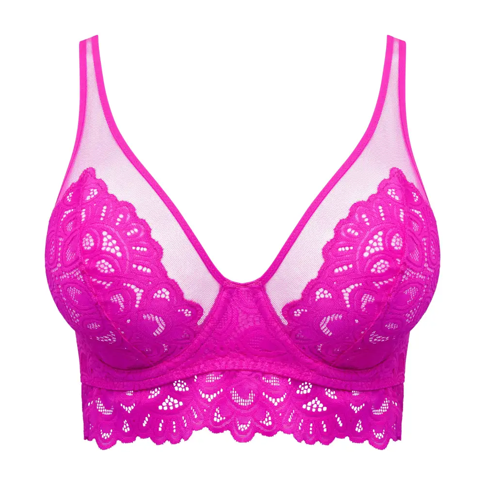 Women's Full Coverage Underwire Multiway Adjustable Straps Lace Triangle Sheer Detail Bra