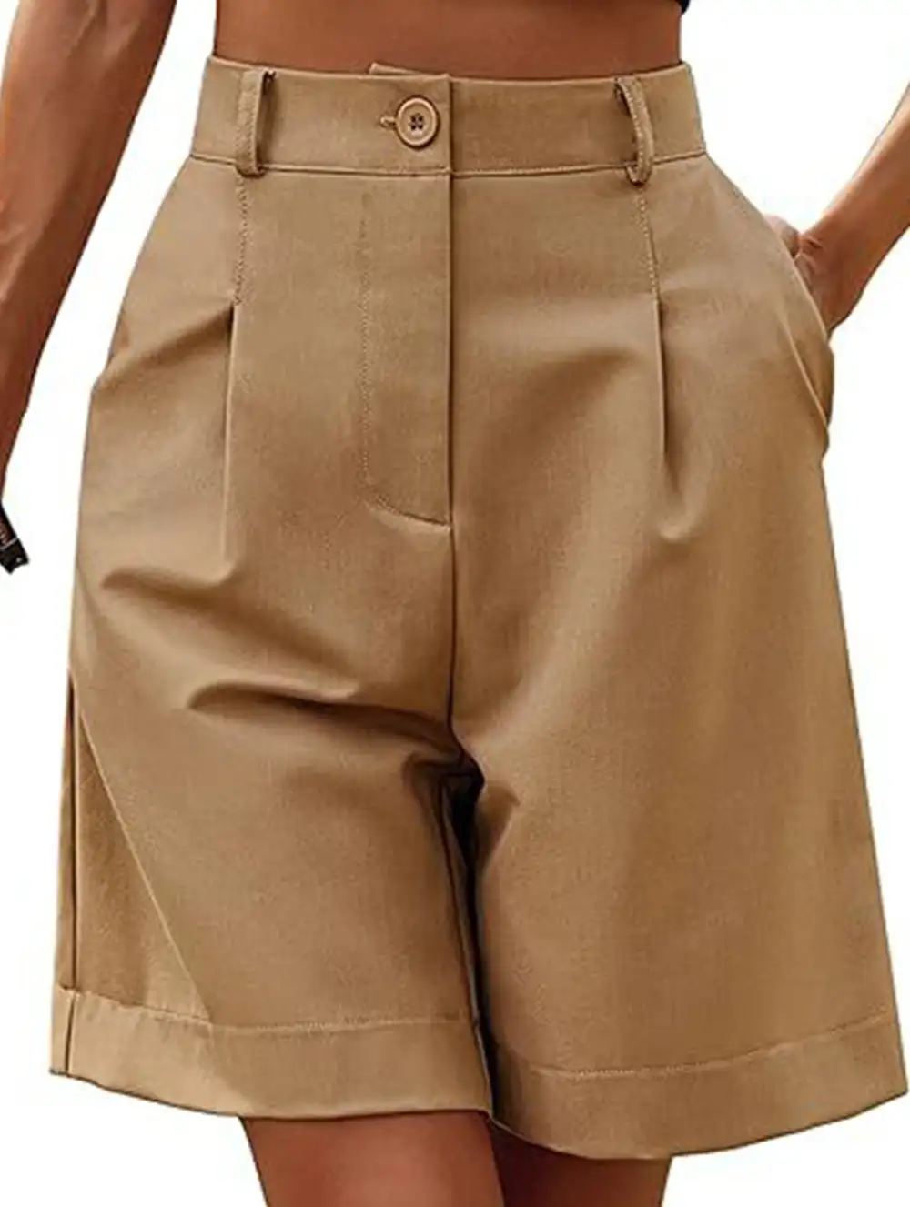 High-Waist Wide-Leg Suit Shorts