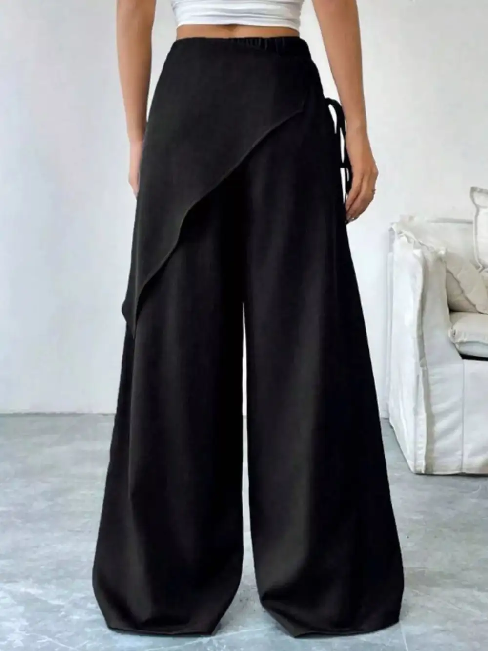 Wrap Front Wide Leg Pants