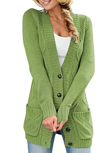 Women Open Front Cardigan Sweater Button Down Knit Sweater Coat