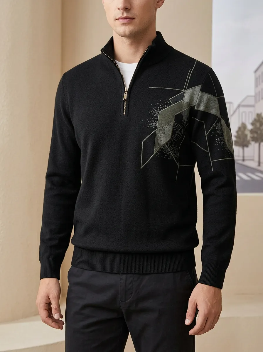 Geometric Half-Zip Geometric Abstract Men's Half-Zip Sweatshirt