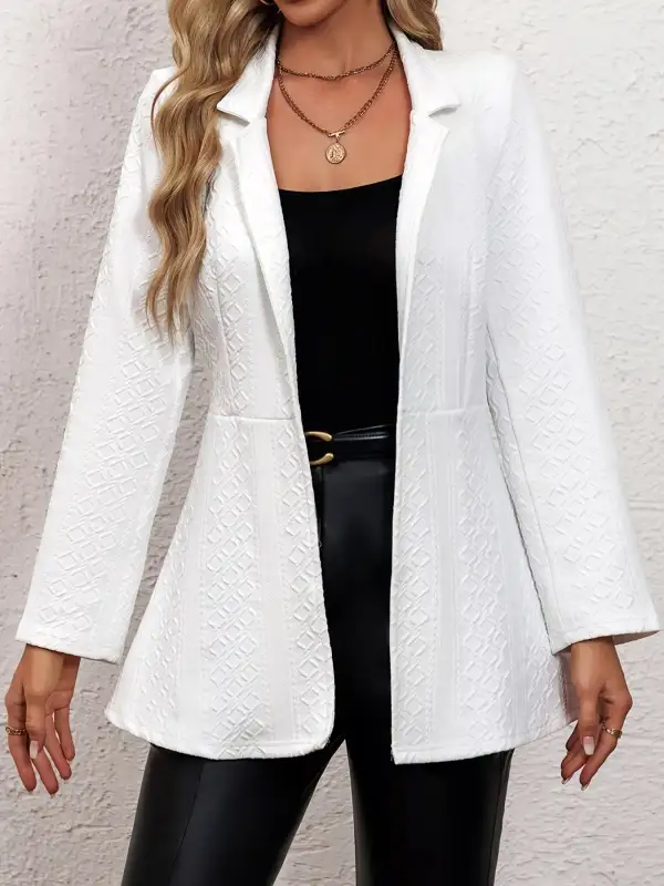 Open-Front Slim-Fit Textured Blazer