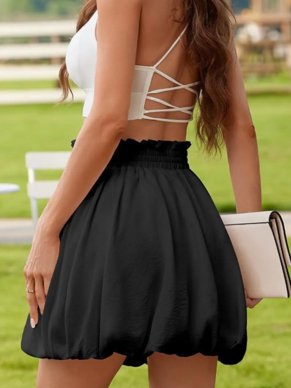 Smocked Frill Mini Skirt