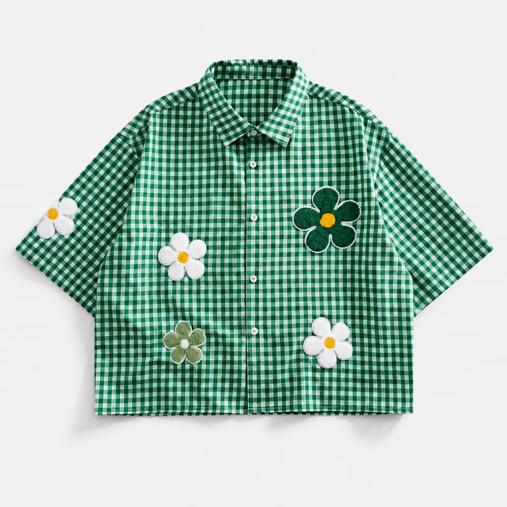 Floral Plaid Short Sleeve Shirt