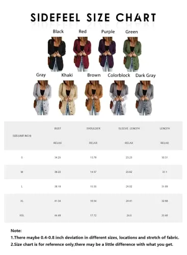Women Open Front Cardigan Sweater Button Down Knit Sweater Coat