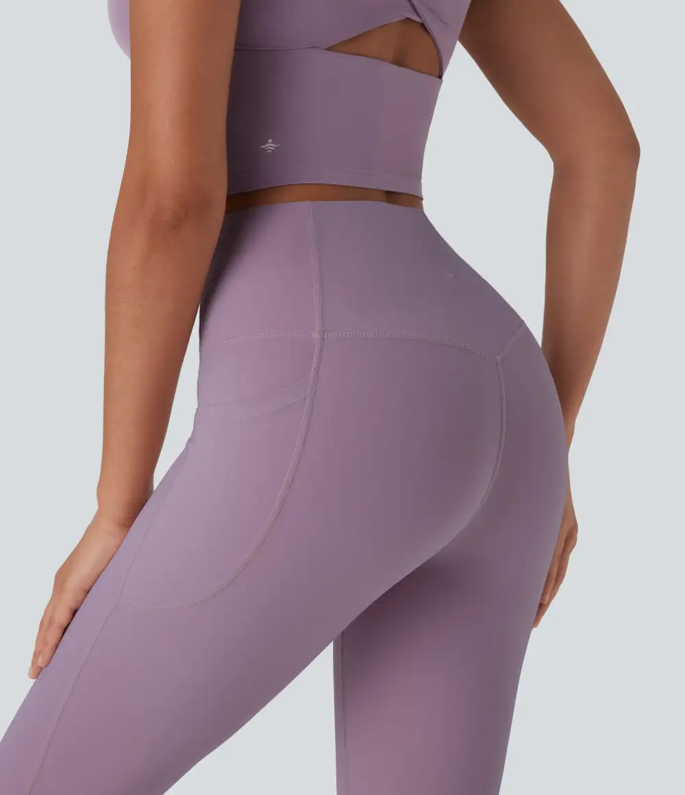 UltraSculpt Cool Quick Dry SoCinched High Waisted Tummy Control Shaping Yoga Leggings with Pockets-UPF50+