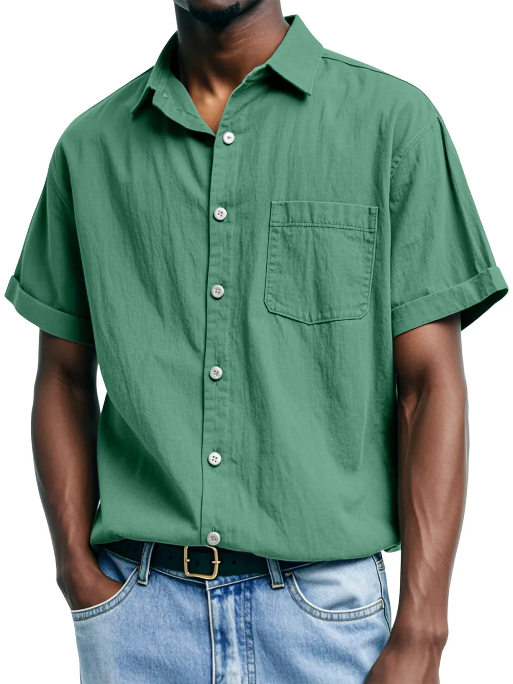 Short Sleeve Open Collar Shirt