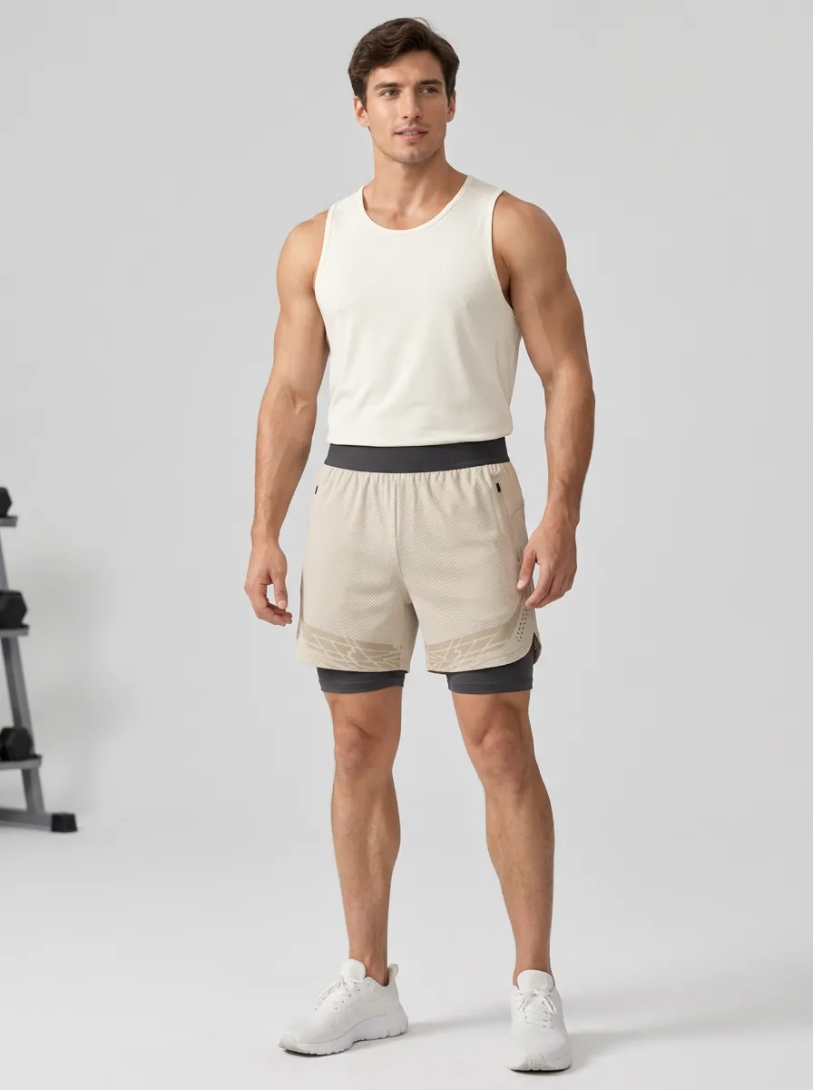 Men's Mobility Geometric Printed Gym Shorts