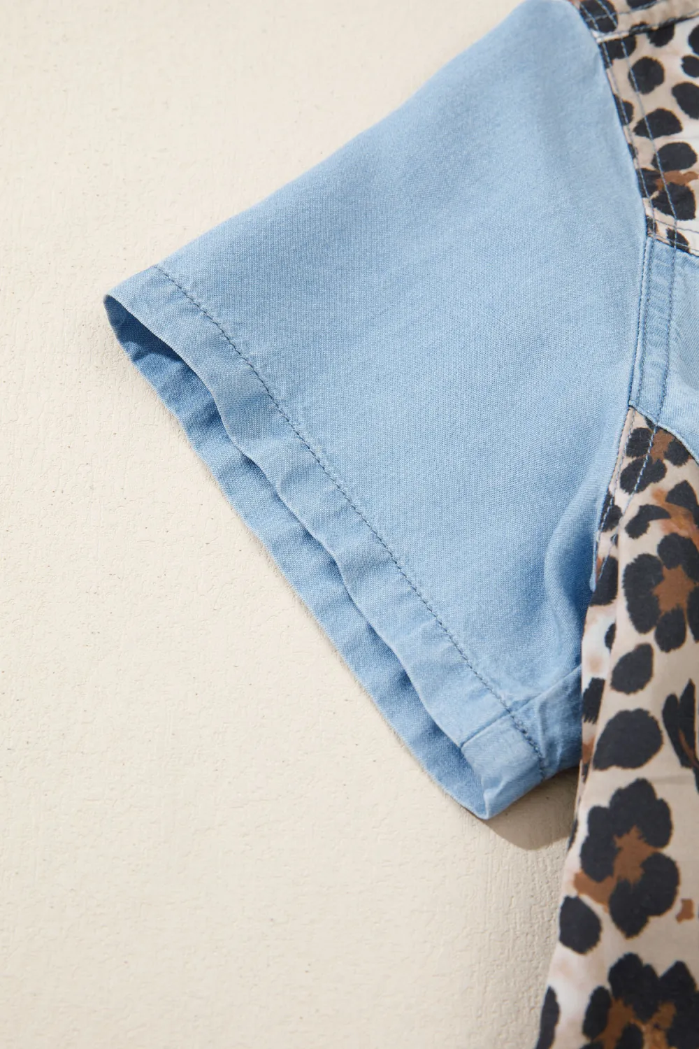 Blue Leopard Patchwork Shirt Dress