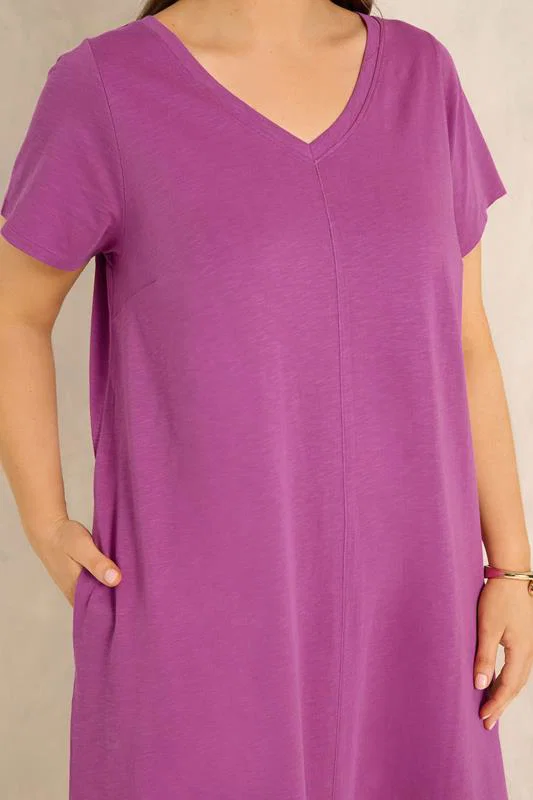 Purple Cotton Midi Dress detail 3