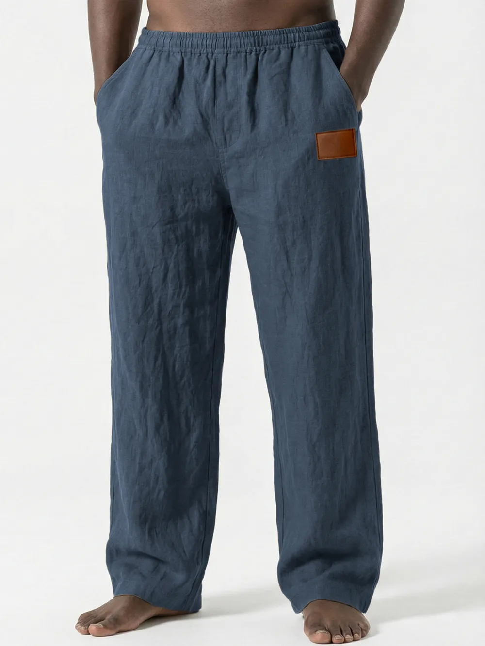 Linen Blend Seamed Detail Pants