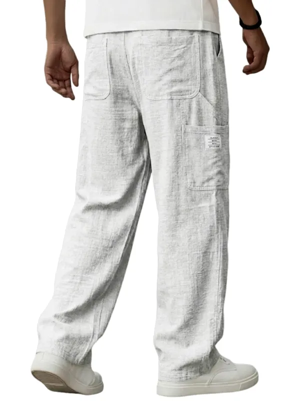 Linen Blend Utility Pocket Trousers