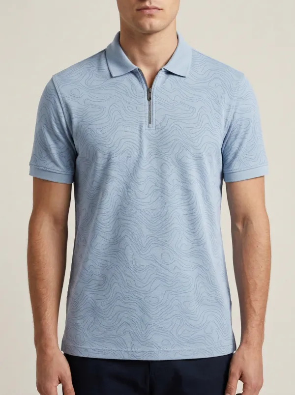 Textured Topographic Men's Polo Shirt