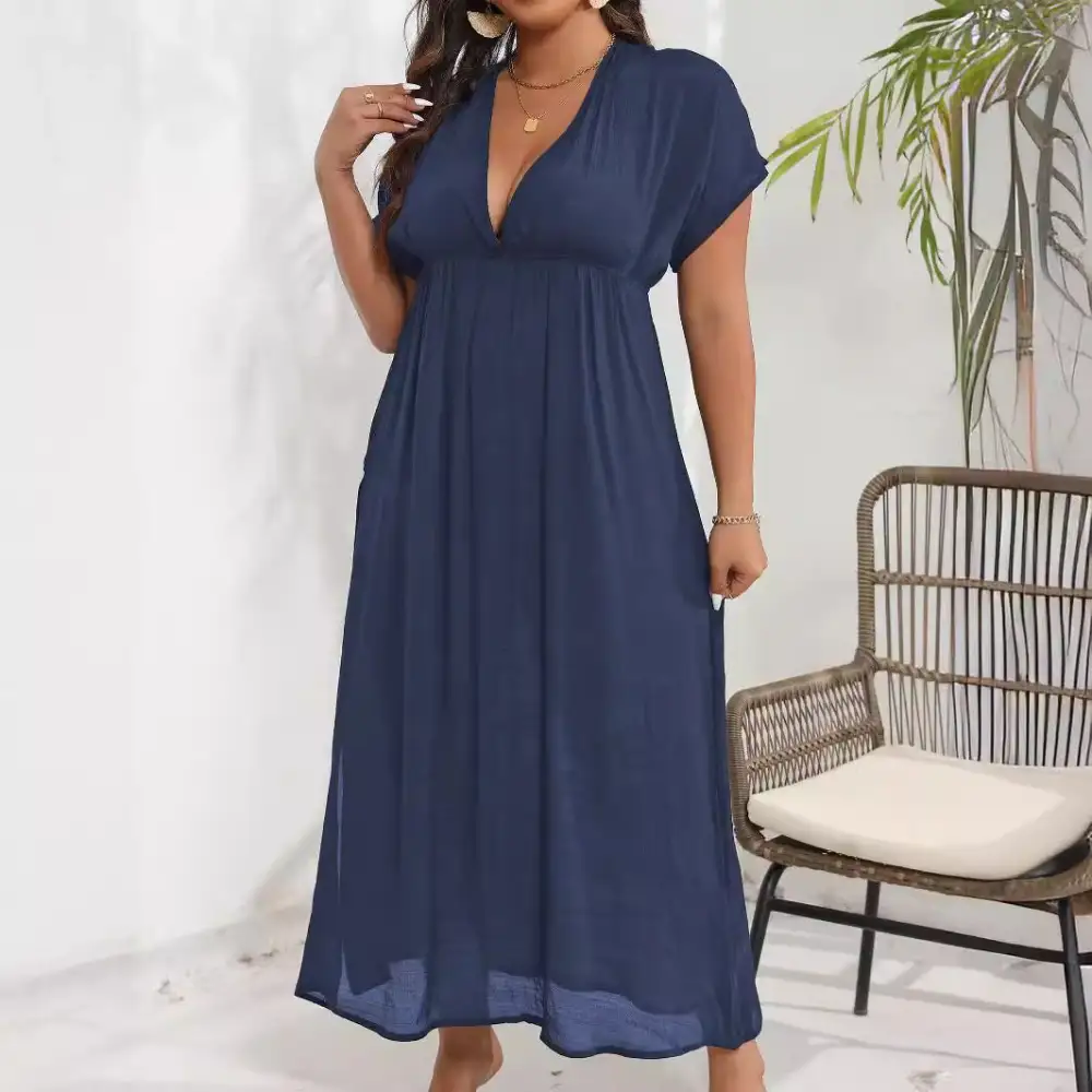 Women's V-Neck Slit Beach Dress