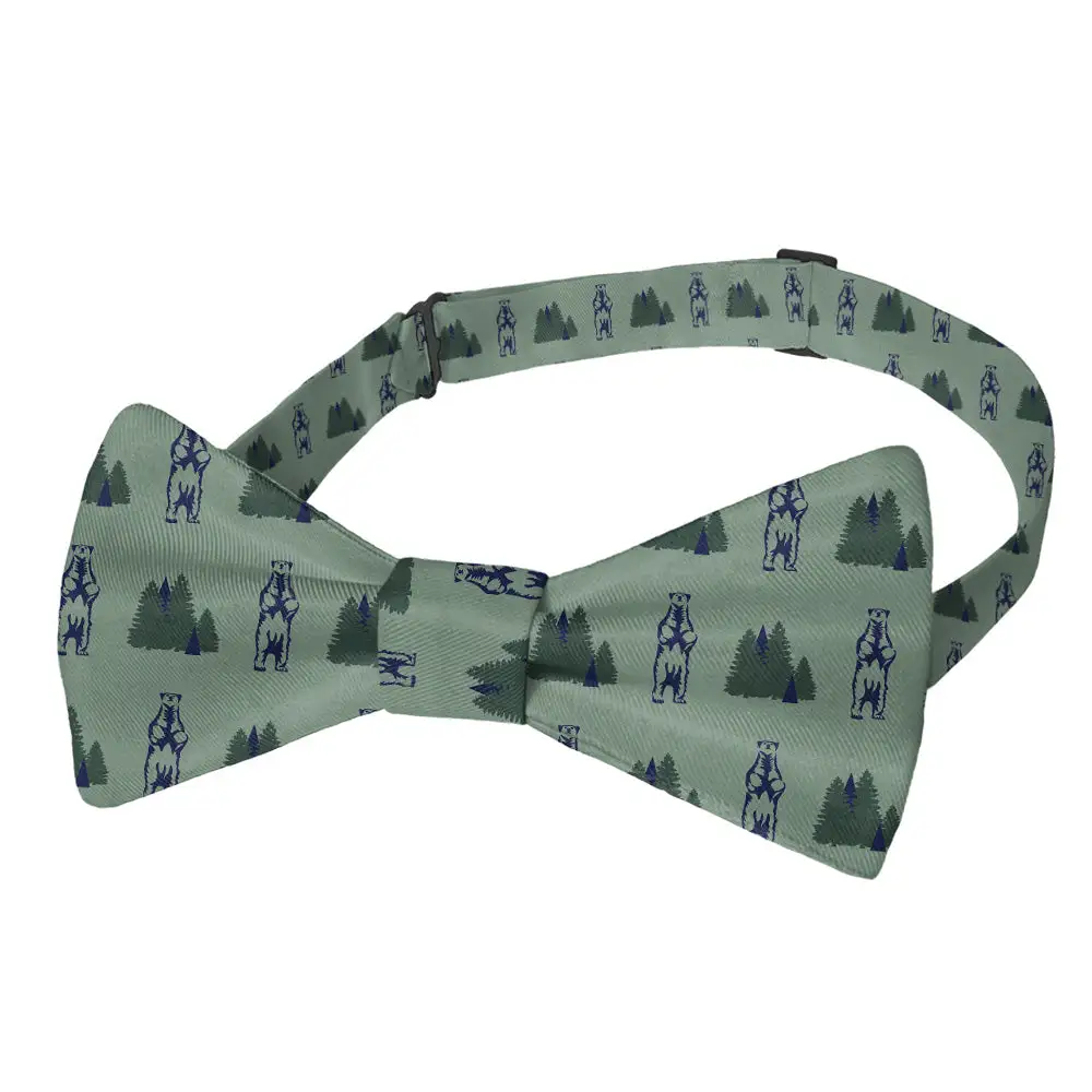 Bear The Woods Pattern Bow Tie