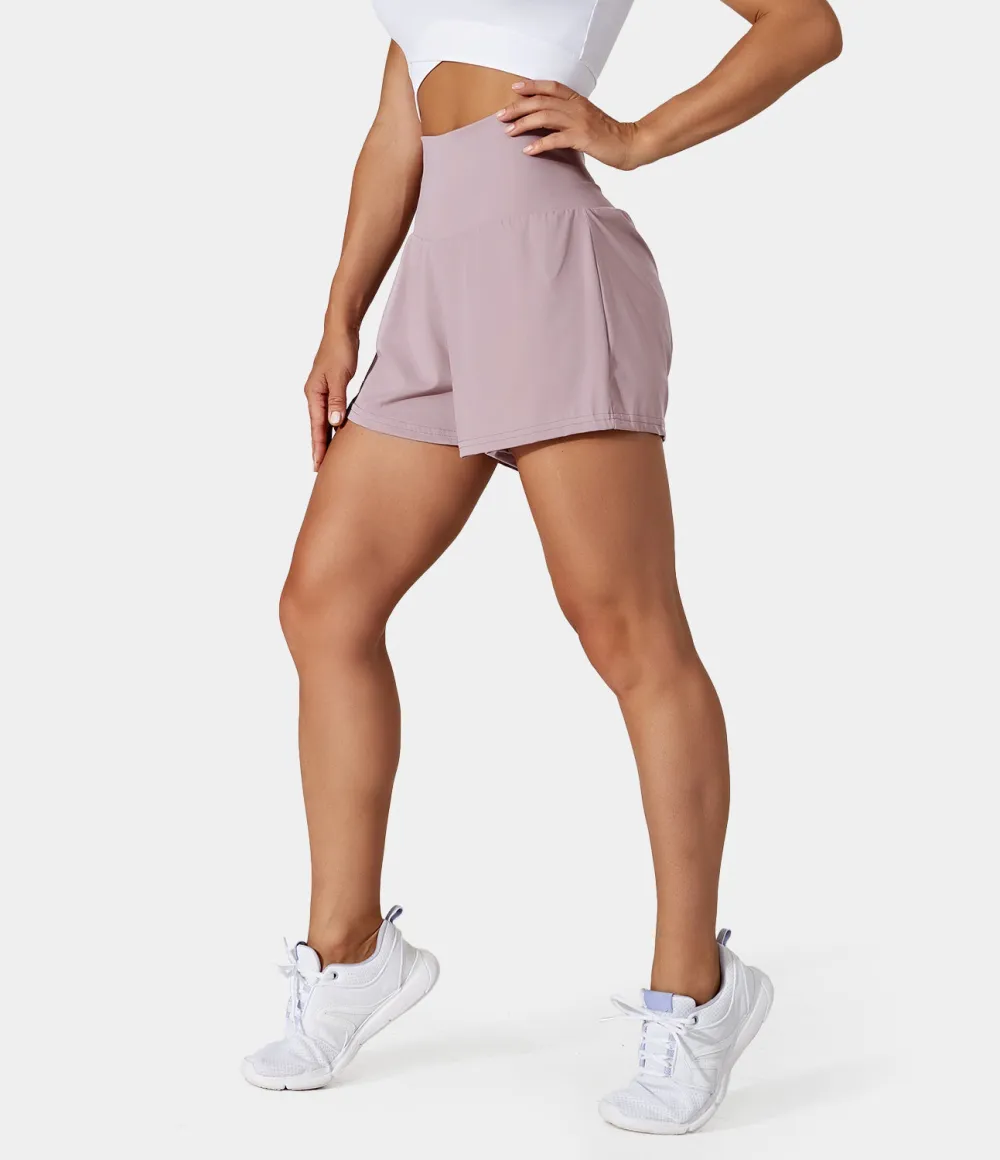 2026🔥  Super High Waisted Back Pocket & Side Hidden Pocket 2-in-1 Yoga Shorts 2.5