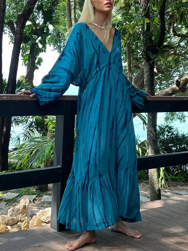 Joint Printed Sleeve Neck Maxi Dress
