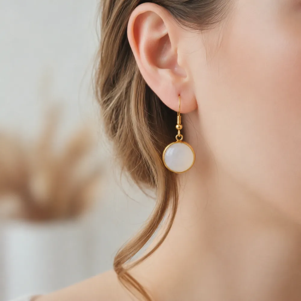 Stainless Steel Cabochon Earrings