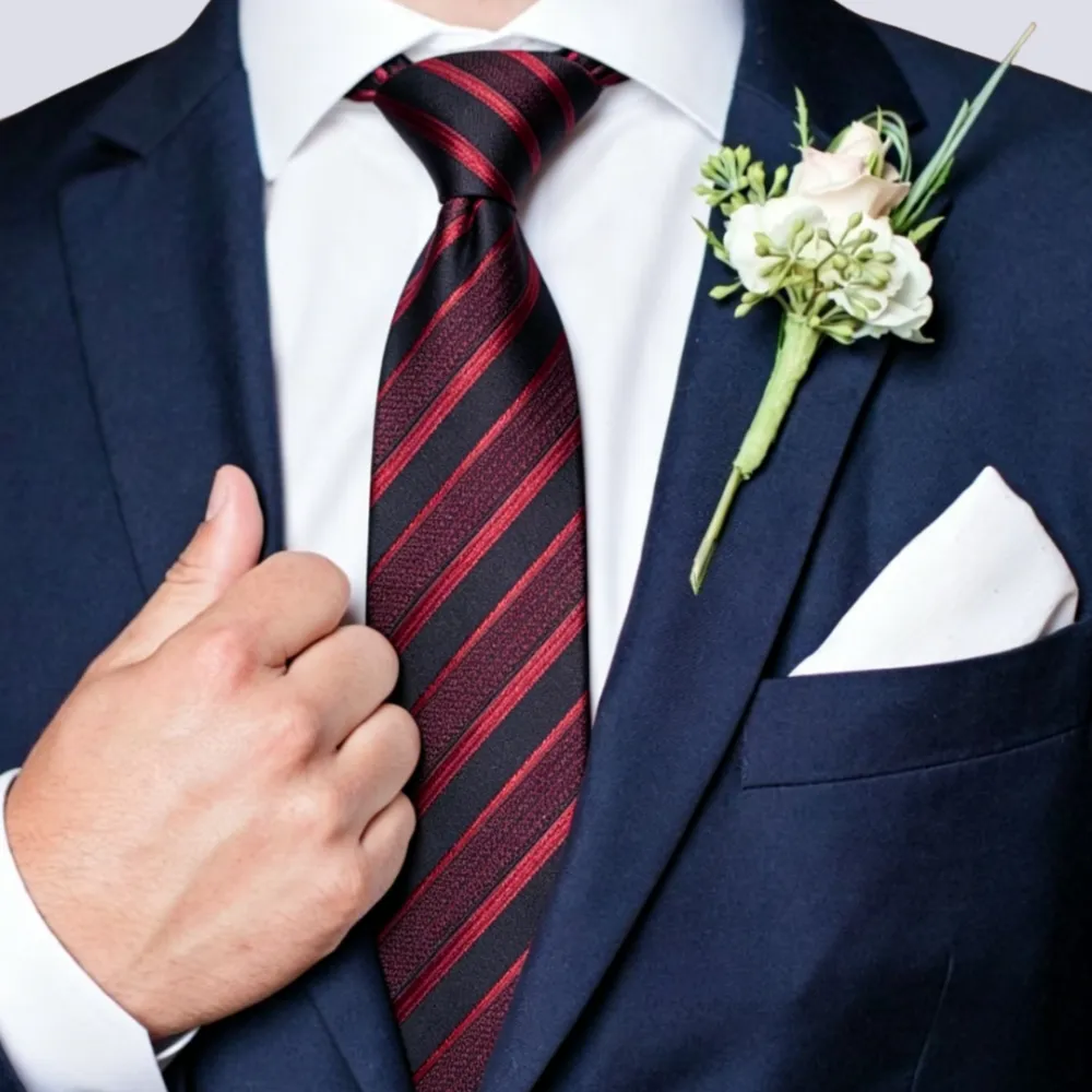 Refined Striped Formal Silk Necktie Set